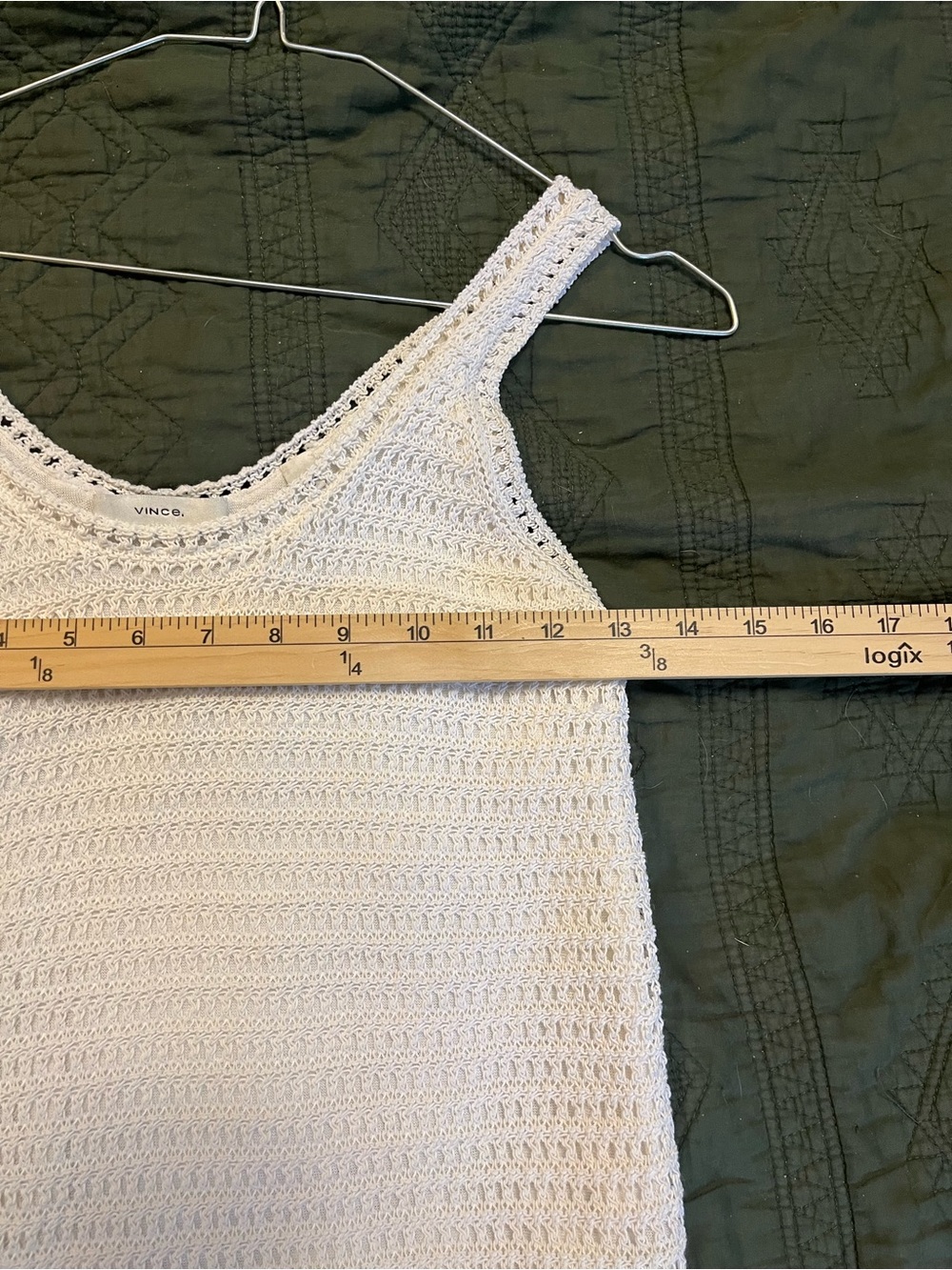 Vince White Open Knit Crochet Tank Top Sleeveless Sheer Cotton Blend Women S - Picture 7 of 8